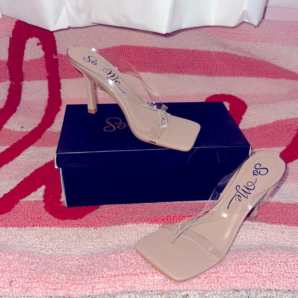 🤩Sexy Square Toe Clear Strap Heels👠